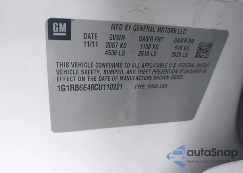 2012 Chevrolet Volt from USA, damaged, VIN 1G1RB6E48CU110221